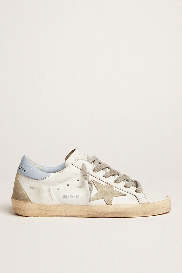 Golden Goose GG Superstar Leather Trainers in White and Powder Blue ...