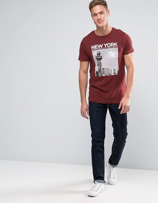 Pull&Bear T-Shirt In Burgundy With New York Print