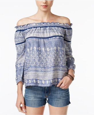 Roxy Juniors' Beach Fossil Printed Off-The-Shoulder Top