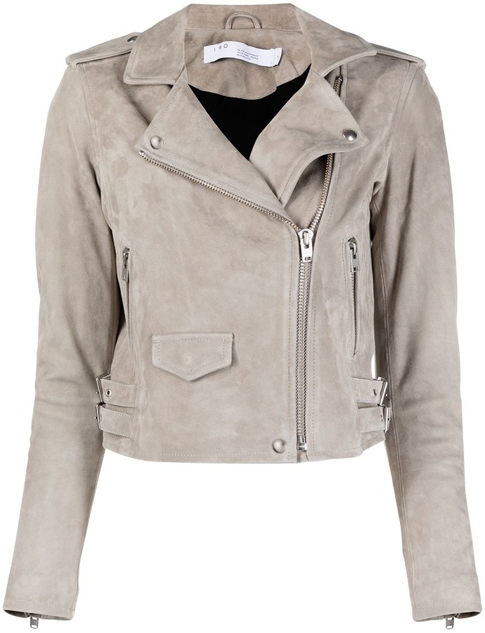 grey biker jacket suede