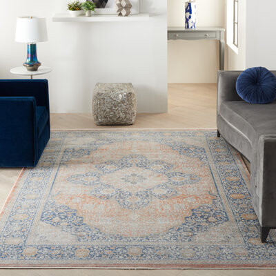 Canora Grey Coronita Oriental Orange/Blue/Gray Area Rug