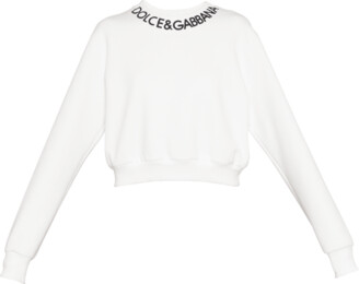 Dolce & Gabbana Jersey Pullover Top w/ Logo Collar