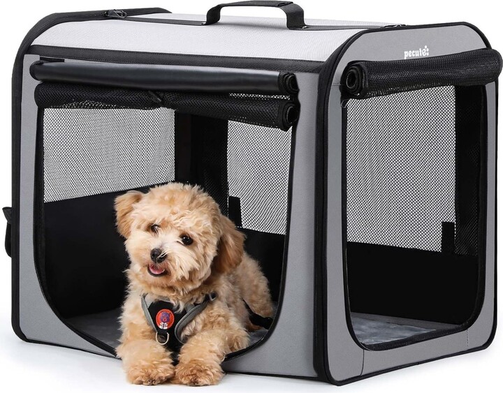 Pecute Indoor & Outdoor Light Weight Dog Carrier with Curtain, Grey