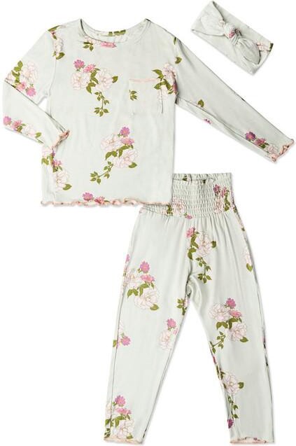Everly Grey Little Girls Charlie Fitted Two-Piece Long Sleeve Pajamas & Head Wrap Set