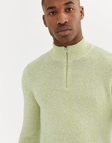 Thumbnail for your product : ASOS DESIGN midweight cotton half zip jumper in lime green twist