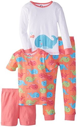 Gerber Little Girls' 4 Piece Cotton Pajamas Whales