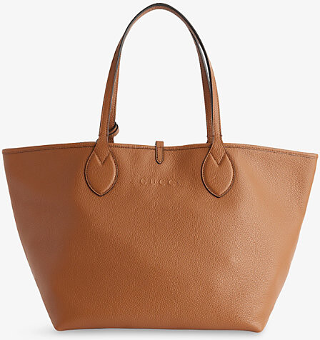 Gucci Womens Sundial/Beige Ebony Totissima Large Leather Tote Bag