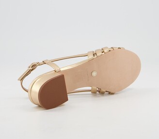 Office Multiply Slingback Block Heels Gold Leather