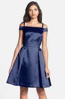 Thumbnail for your product : Isaac Mizrahi New York Off Shoulder Mikado Fit & Flare Dress