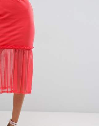 ASOS Tulle Midi Skirt with Ruffle Detail