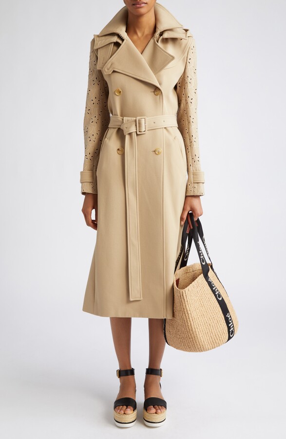 Chloé Eyelet Sleeve Virgin Wool Gabardine Trench Coat ShopStyle