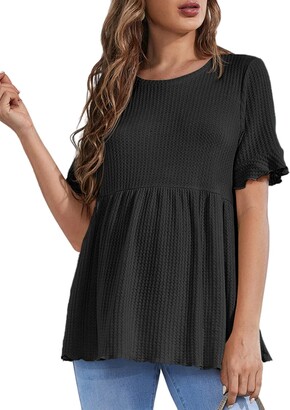 Smallshow Women's Maternity Tops Side Ruched Tunic T-Shirt