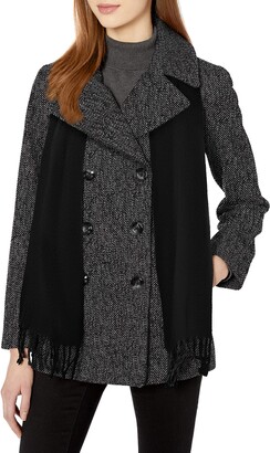 London Fog Women's Double Breasted Peacoat with Scarf