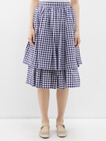 Tiered Gingham Cotton Skirt 