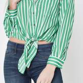 Thumbnail for your product : River Island Womens Petite green stripe knot front cropped shirt