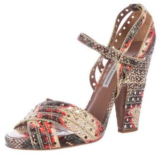 Tabitha Simmons Perforated Snakeskin Sandals