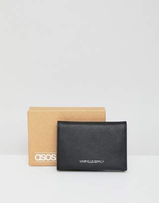 ASOS DESIGN leather card holder with coin purse in black