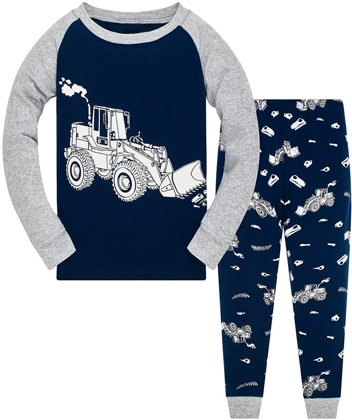Popshion Boys Pyjamas Sets Dinosaur Toddler Sleepwear 100% Cotton Short Sleeve Summer Kids Nightwear 2-Piece Outfit Pjs Clothes 2 to 7 Years 
