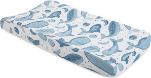 Caspian Whale Change Pad Cover, Fits Standard Size, 32" L, Soft and Durable, Crane Baby