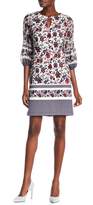 Thumbnail for your product : Taylor Printed 3/4 Length Sleeve Shift Dress