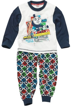 Thomas & Friends Boys Team Thomas Long Sleeve Top & Bottoms Pyjama Set UK Seller - White - 2/3 Years