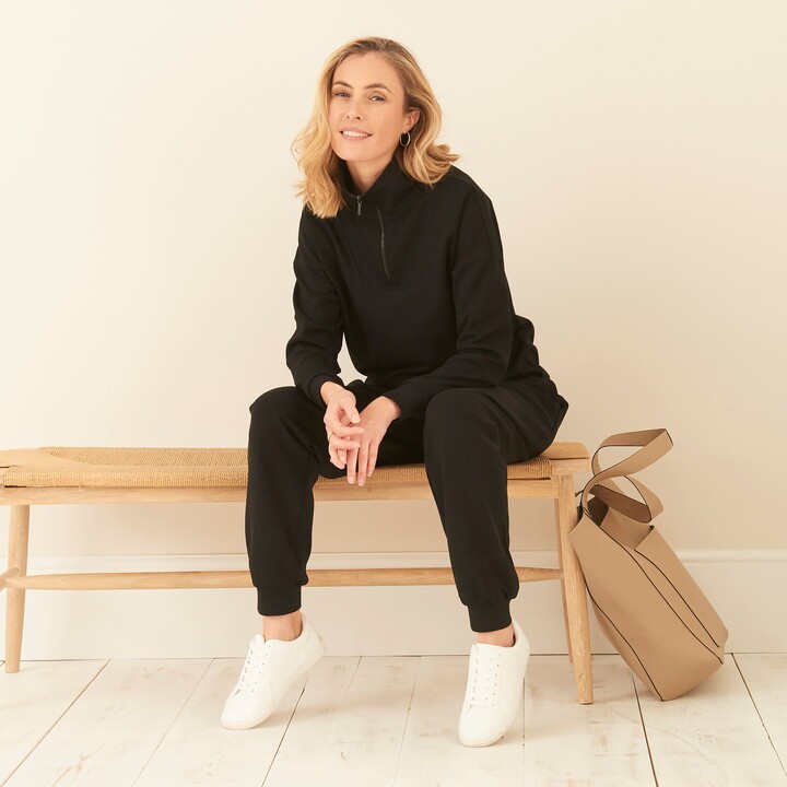 Dunelm Ruby Luxury Soft Touch Half Zip Loungewear Sweater Black ShopStyle