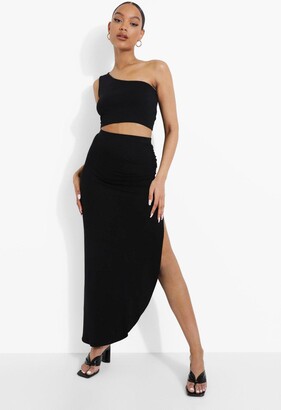 boohoo Ruched Side Jersey Maxi Skirt