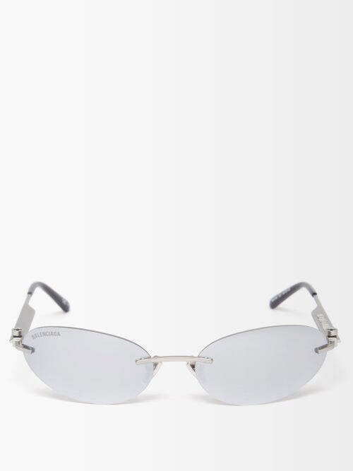 Balenciaga Eyewear - Neo Oval Metal Sunglasses - Silver - ShopStyle