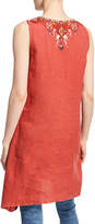 Thumbnail for your product : Johnny Was Plus Size Beatriz Sleeveless Embroidered Linen Trapeze Tunic