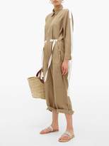 Thumbnail for your product : Lee Mathews - Judd Grosgrain-trim Silk Jumpsuit - Womens - Khaki