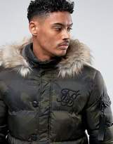 Thumbnail for your product : SikSilk Puffer Parka In Camo With Faux Fur Hood