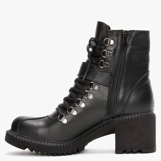DF By DANIEL Module Black Leather Lace Up Ankle Boots