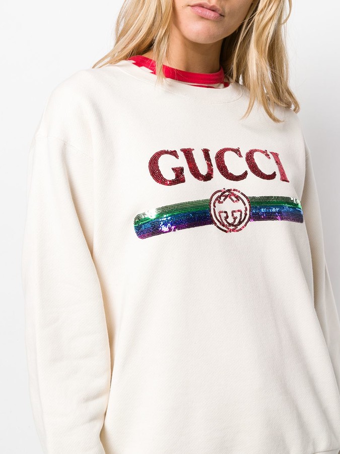 Gucci Sequin Logo Sweatshirt - ShopStyle