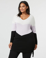 Thumbnail for your product : Le Château Colour Block Knit V-Neck Tunic Sweater