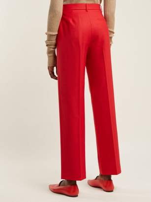 The Row Lada Tailored Wool-crepe Trousers - Womens - Red