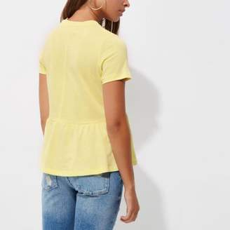 River Island Womens Yellow peplum hem T-shirt