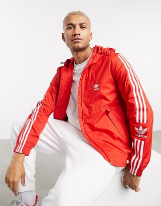 red zip up windbreaker