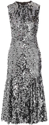 Dolce & Gabbana Sequined Tulle Midi Dress - Gunmetal