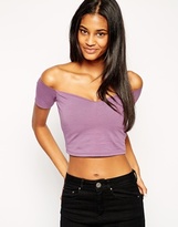 Thumbnail for your product : ASOS Crop Top with Bardot Sweetheart Neckline