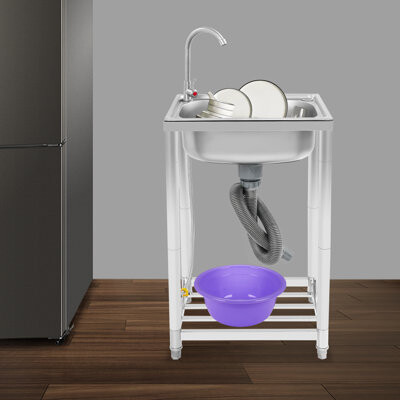 DENFER Stainless Steel Free Standing Single Bowl Kitchen Sink