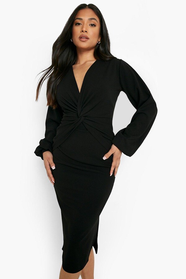 black scuba midi dress