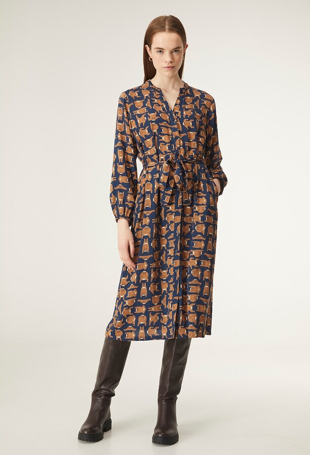 Compania Fantastica Animal Print Midi Dress With Tie-waist - ShopStyle