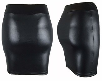 Unbranded New HOT Ladies Women Girls Wet Look Belted Mini Skirt (18) Black