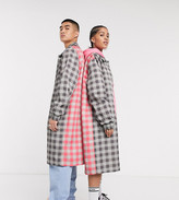 Thumbnail for your product : Collusion Unisex longline mac in spliced check