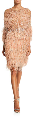 sequin and feather cocktail dress
