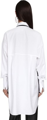 Ermanno Scervino Asymmetric Cotton Poplin Shirt W/ Bowtie