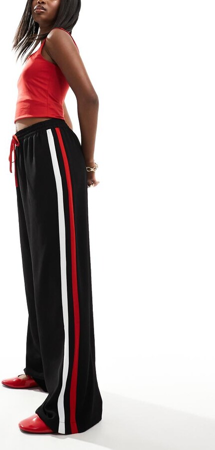 Asos Tailored Trousers With Side Stripe ASOS DESIGN Wide Leg