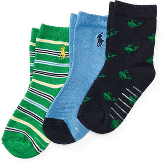 Ralph Lauren Boys 2-7 Cotton-Blend Sock 3-Pack