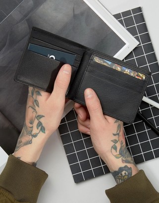 ASOS Leather Wallet In Black With Saffiano Emboss