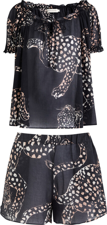 Desmond & Dempsey Jag Printed Cotton-voile Pyjama set